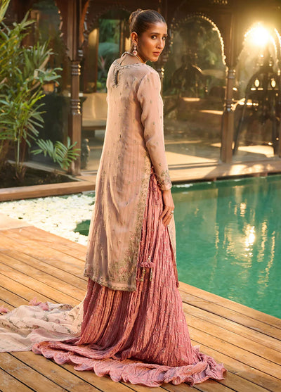 Dhanak Pret Luxury Khaadi Net 3 Piece Suit HF-3003 L-Pink