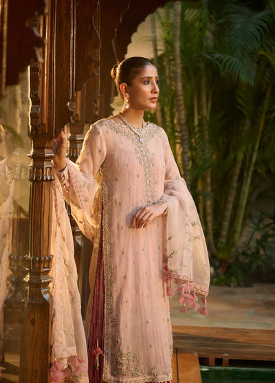 Dhanak Pret Luxury Khaadi Net 3 Piece Suit HF-3003 L-Pink