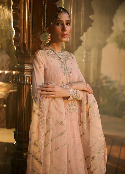 Dhanak Pret Luxury Khaadi Net 3 Piece Suit HF-3003 L-Pink