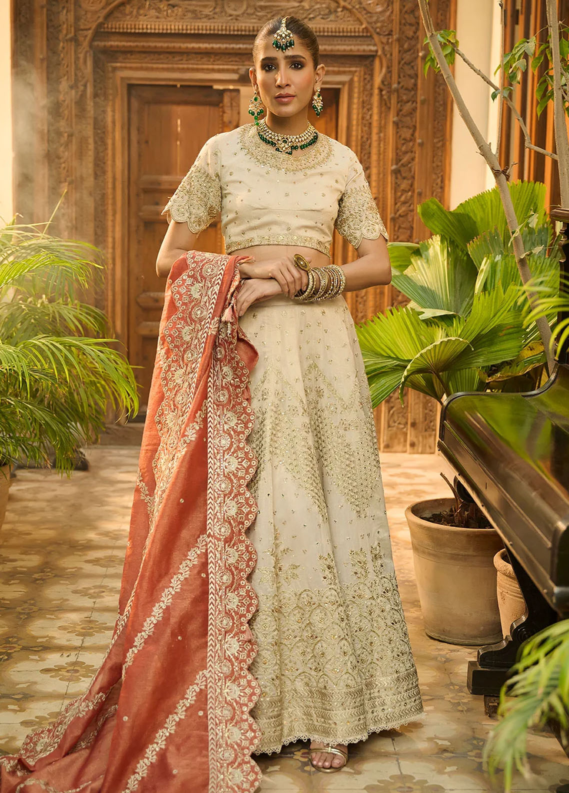 Dhanak Pret Luxury Cotton 3 Piece Suit HF-3006 Beige