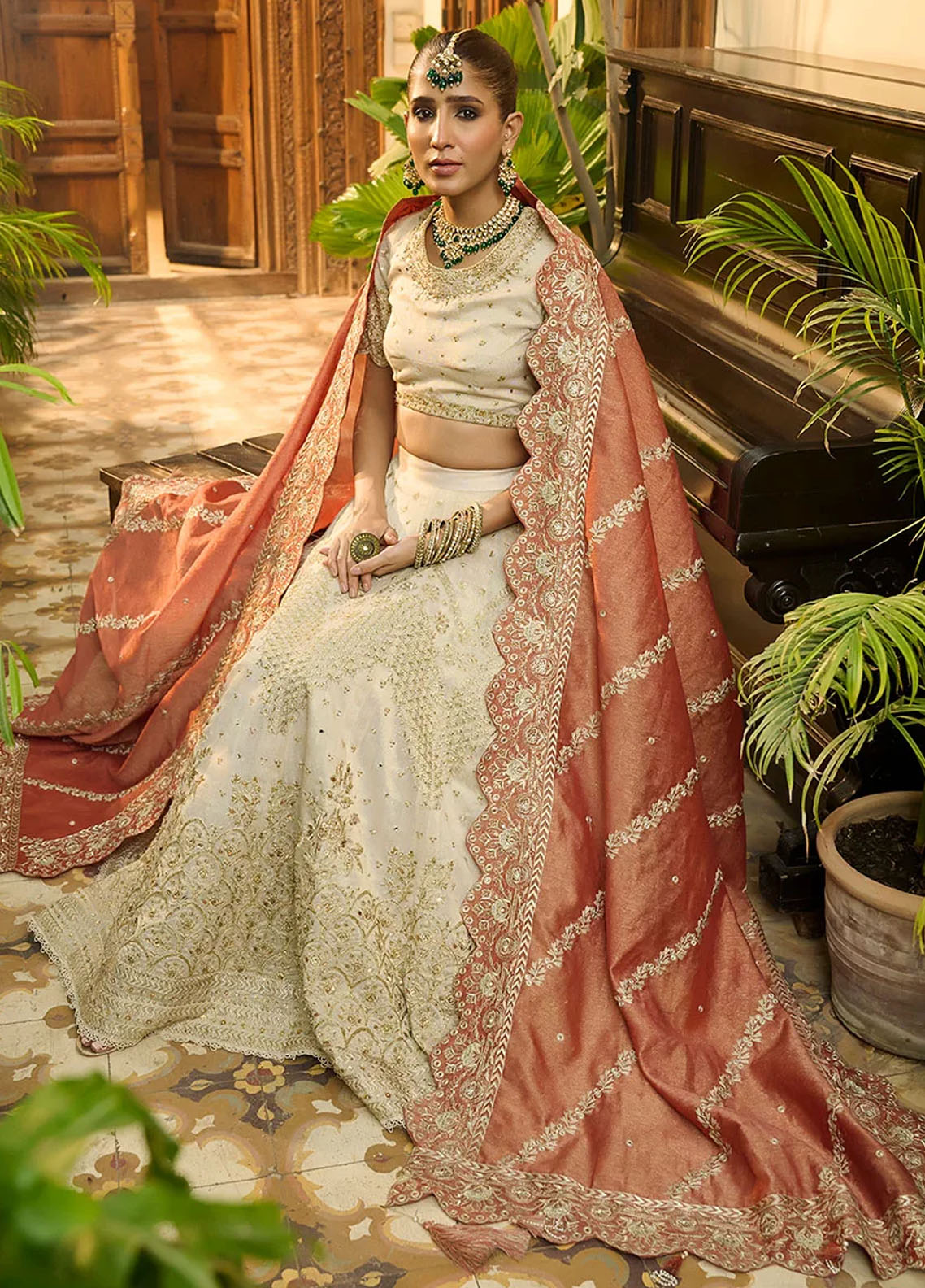 Dhanak Pret Luxury Cotton 3 Piece Suit HF-3006 Beige