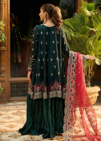 Dhanak Pret Luxury Cotton Silk 3 Piece Suit HF-3008 Dark Green