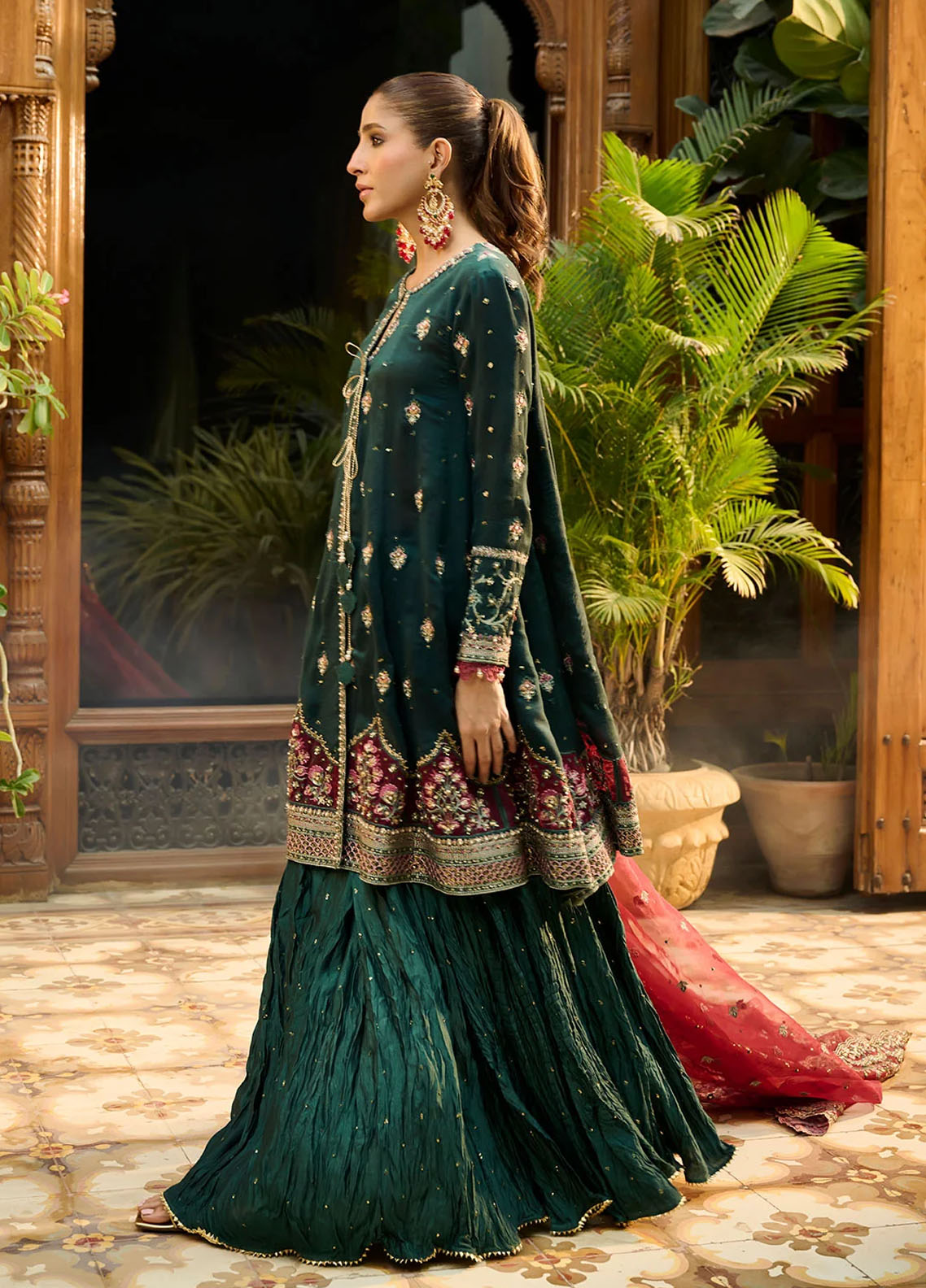 Dhanak Pret Luxury Cotton Silk 3 Piece Suit HF-3008 Dark Green
