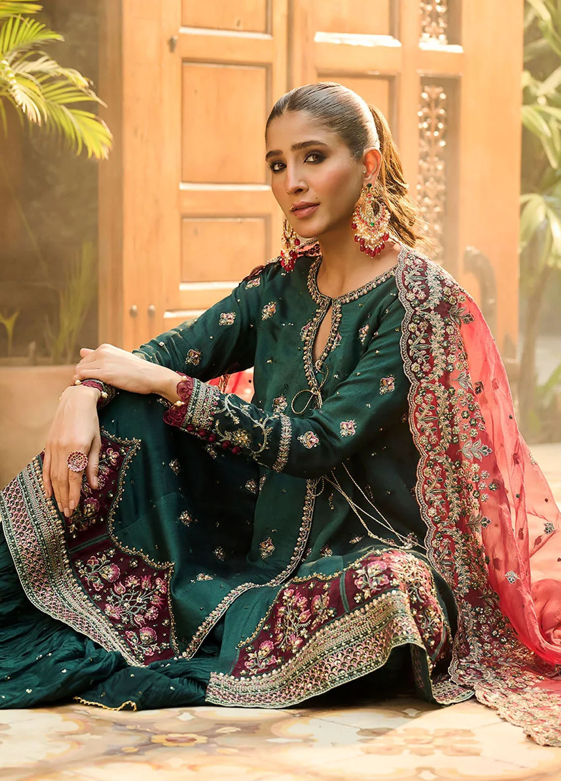 Dhanak Pret Luxury Cotton Silk 3 Piece Suit HF-3008 Dark Green