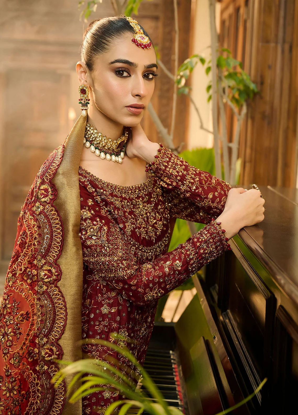 Dhanak Pret Luxury Cotton Net 3 Piece Suit HF-3009 Red