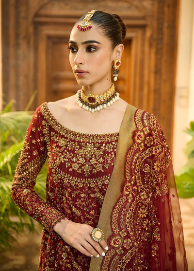 Dhanak Pret Luxury Cotton Net 3 Piece Suit HF-3009 Red