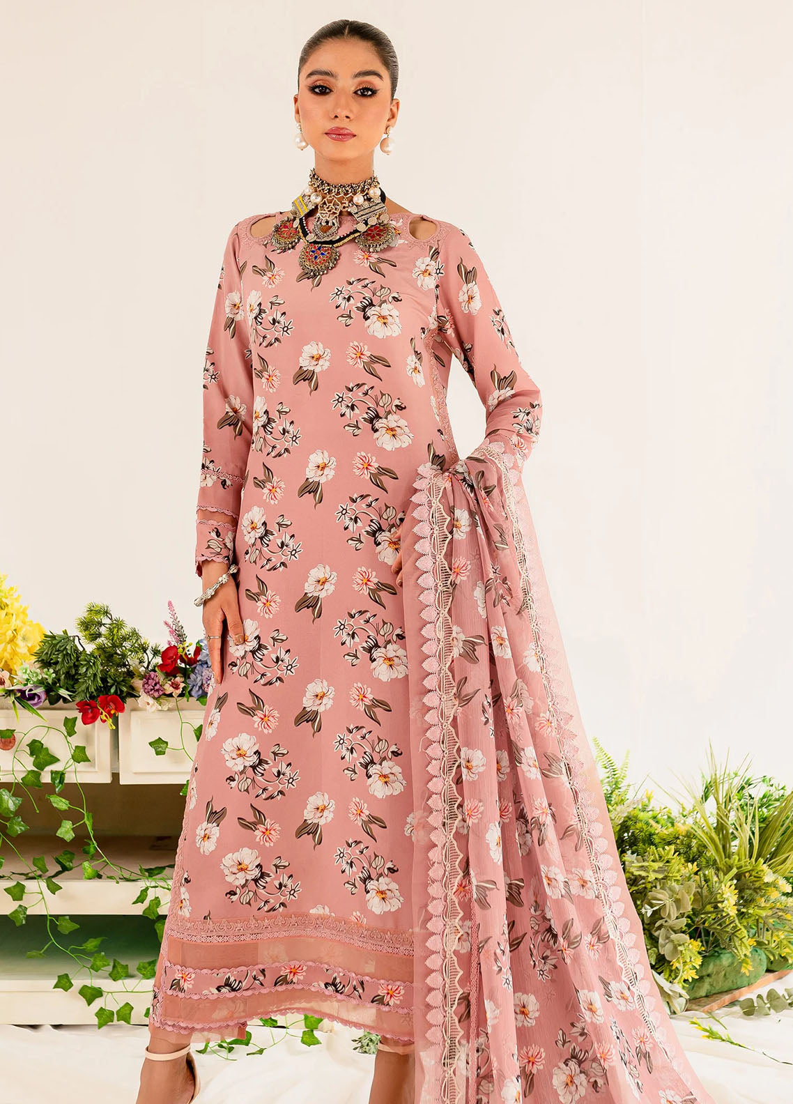 Aleena By Maryum N Maria Fusion Prints Lawn Collection 2023 MLFD163 Rose