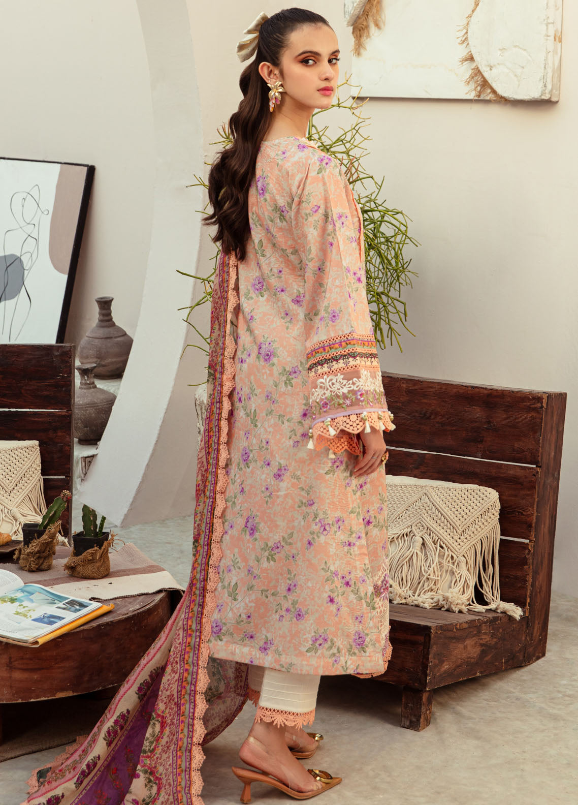 Alif Affordable by Ajr Couture Unstitched Lawn Collection 2024 AFL-07 Coral Blush