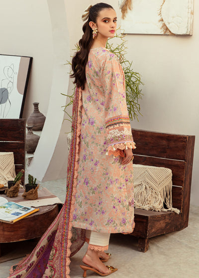 Alif Affordable by Ajr Couture Unstitched Lawn Collection 2024 AFL-07 Coral Blush