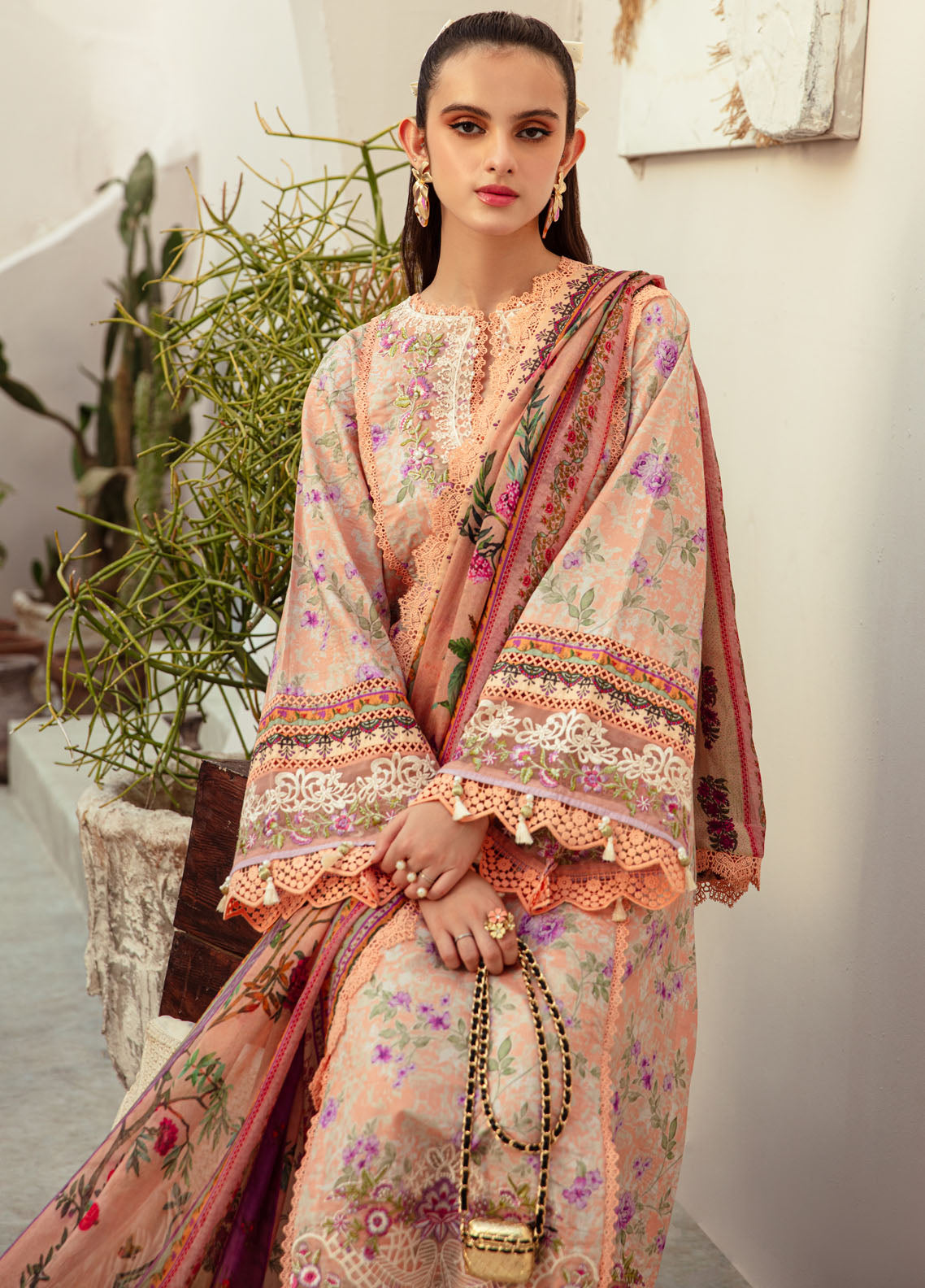Alif Affordable by Ajr Couture Unstitched Lawn Collection 2024 AFL-07 Coral Blush