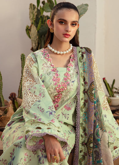 Alif Affordable by Ajr Couture Unstitched Lawn Collection 2024 AFL-08 Mint Magic