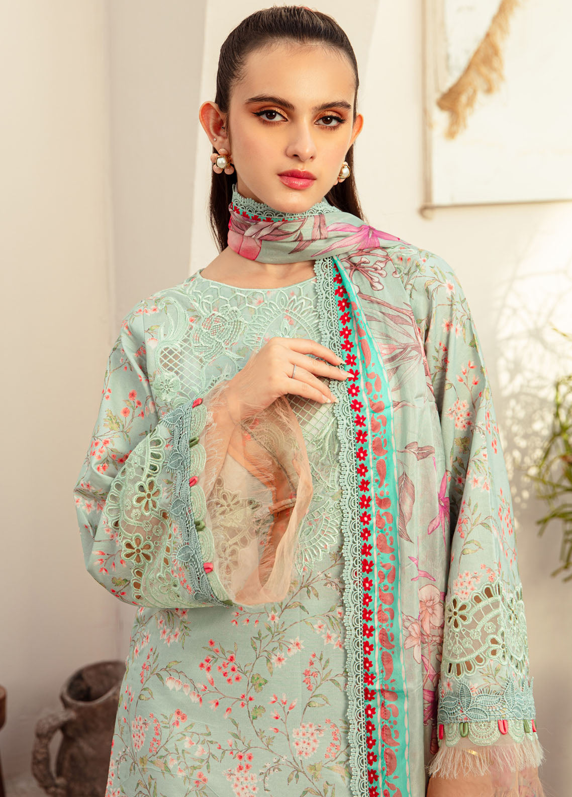 Alif Affordable by Ajr Couture Unstitched Lawn Collection 2024 AFL-06 Misty Morning