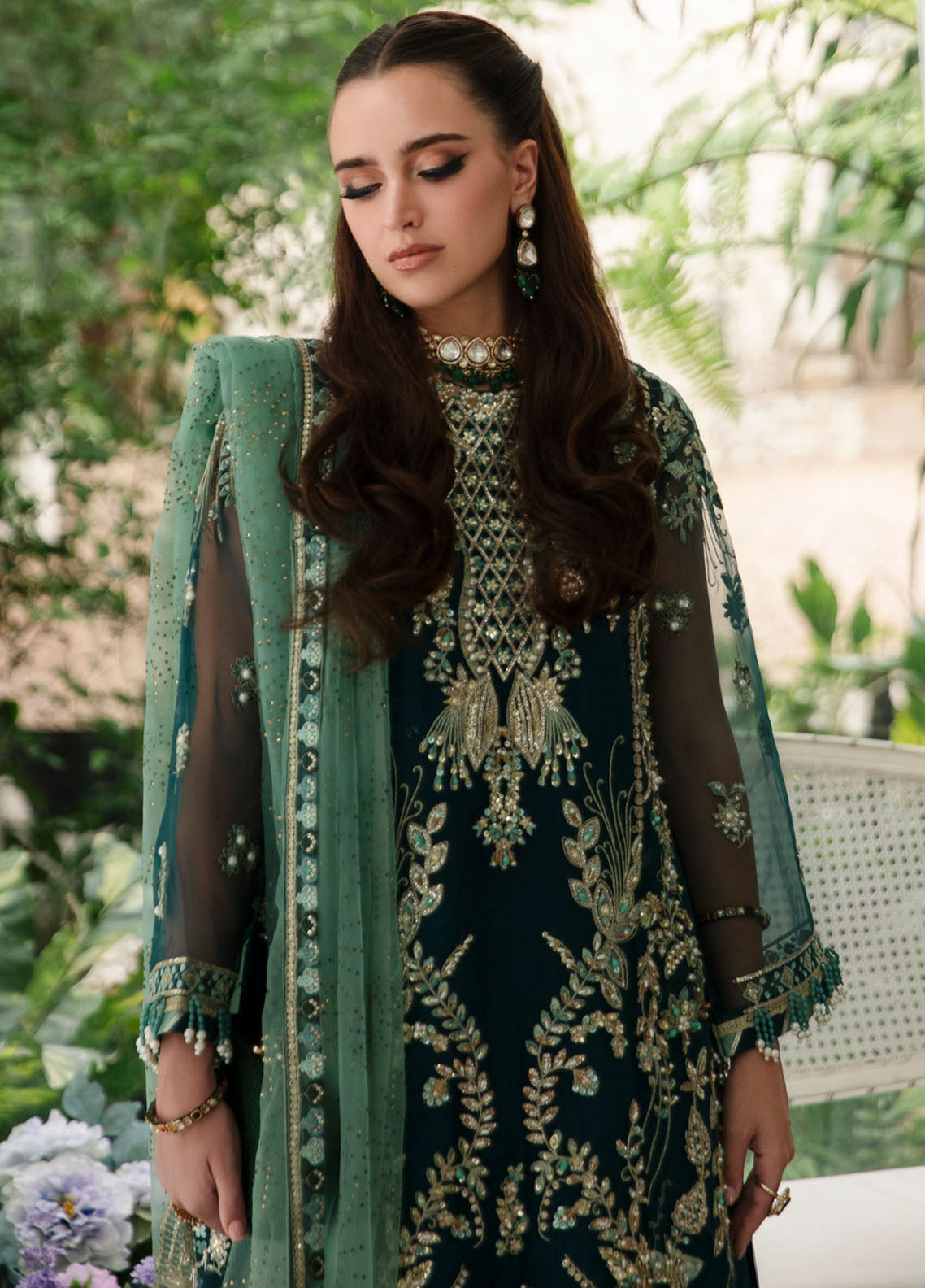 Alif By AJR Couture Luxury Wedding Formals Collection 2023 LWF-02-23 Teal