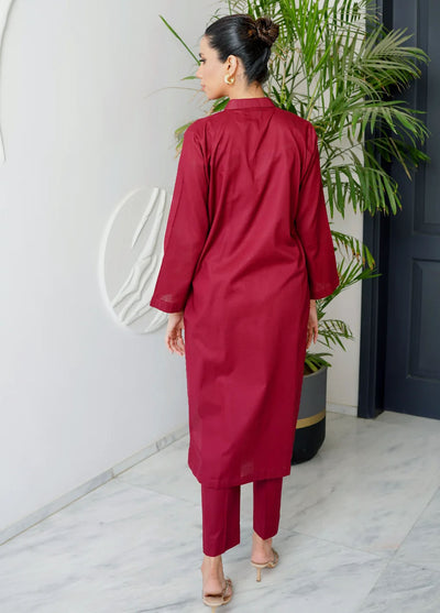 Amal Pret plain Lawn Cotton 2 Piece Suit Cardinal