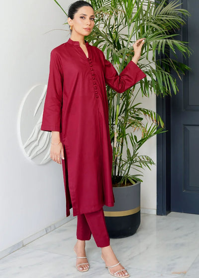 Amal Pret plain Lawn Cotton 2 Piece Suit Cardinal