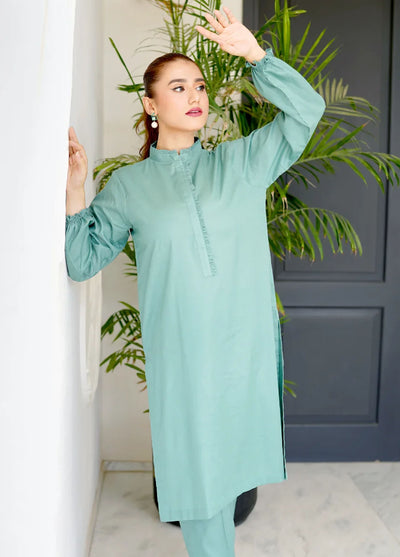 Amal Pret plain Lawn Cotton 2 Piece Suit Jade