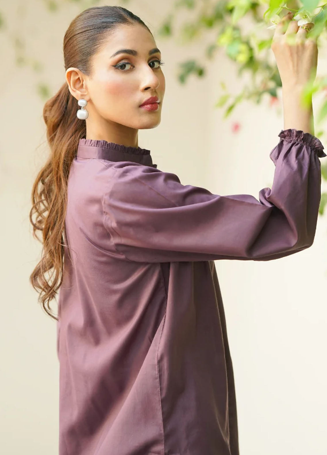 Amal Pret plain Lawn Cotton 2 Piece Suit Mulberry