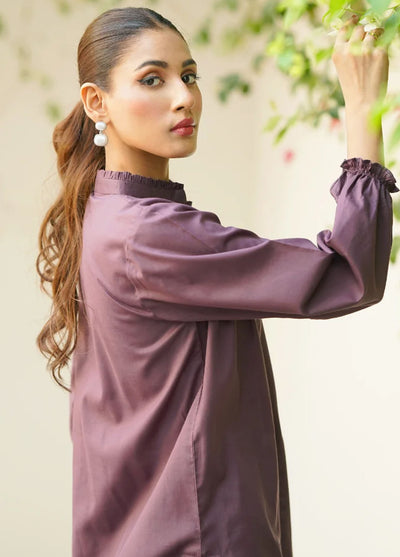 Amal Pret plain Lawn Cotton 2 Piece Suit Mulberry