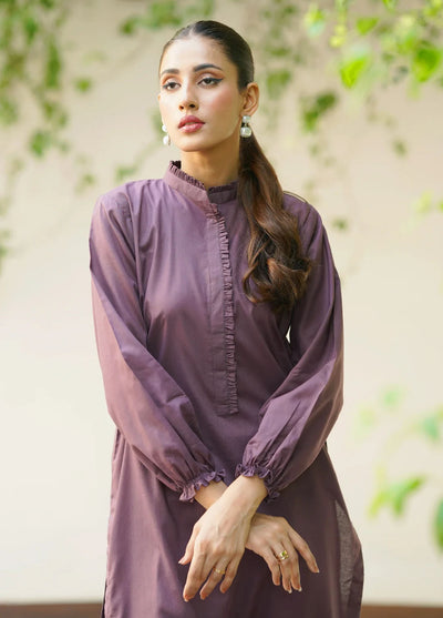 Amal Pret plain Lawn Cotton 2 Piece Suit Mulberry