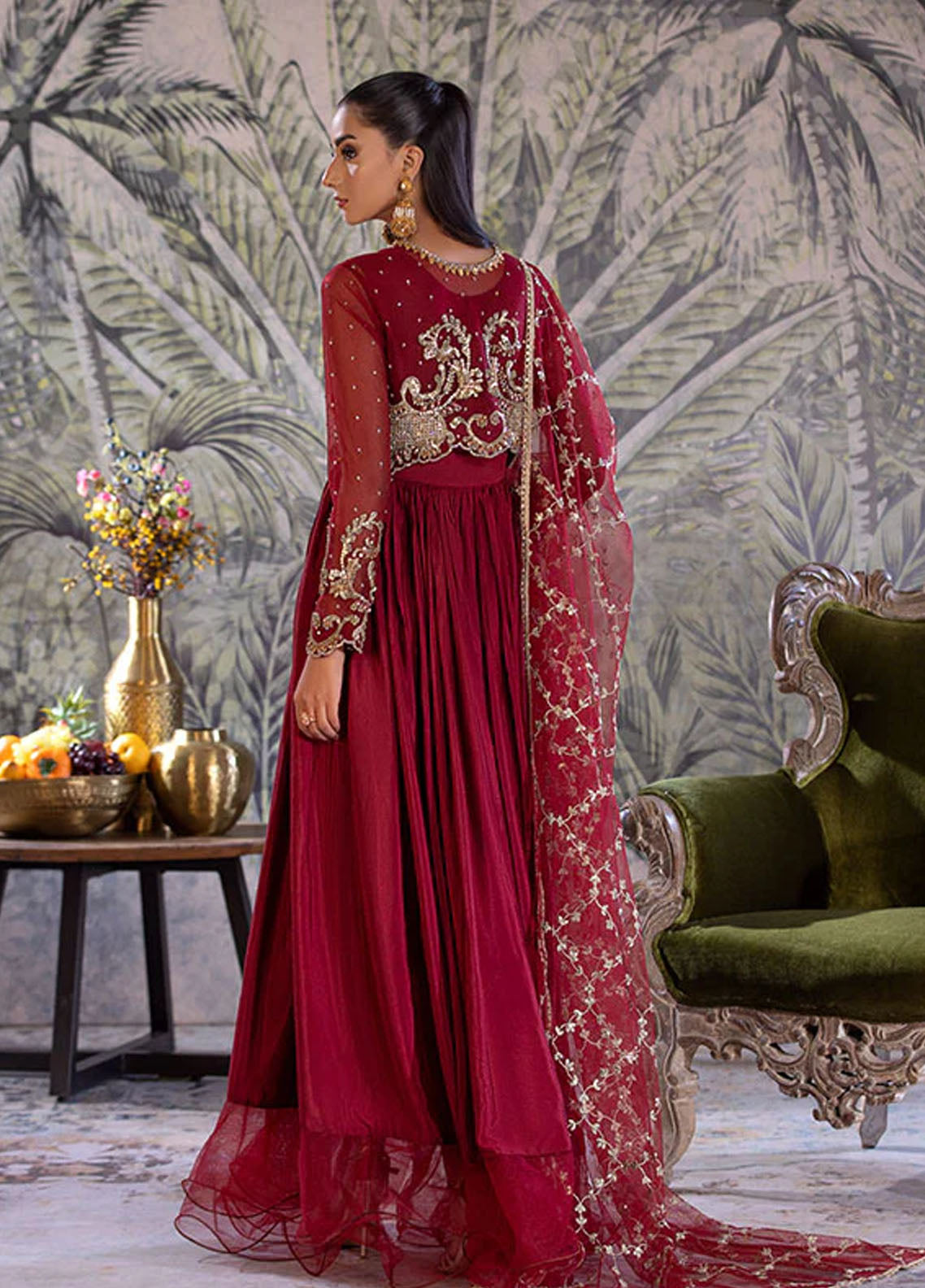 Amber Imran Pret Embroidered 3 Piece Suit Ruby royal