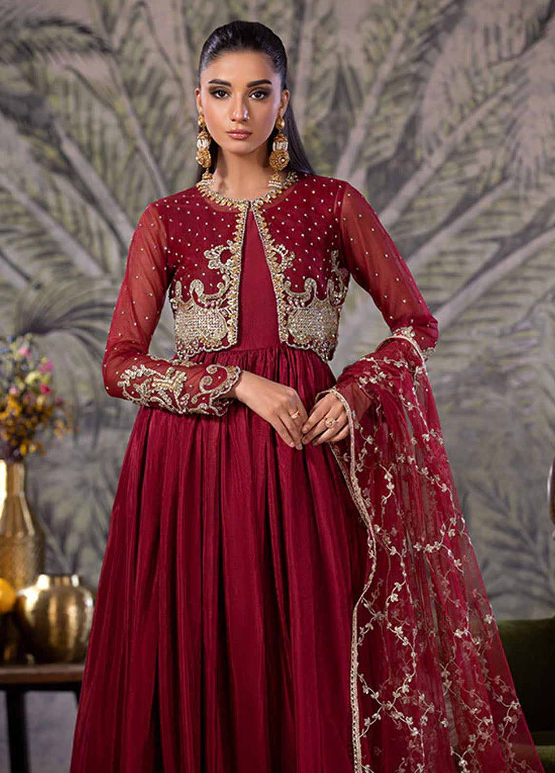 Amber Imran Pret Embroidered 3 Piece Suit Ruby royal