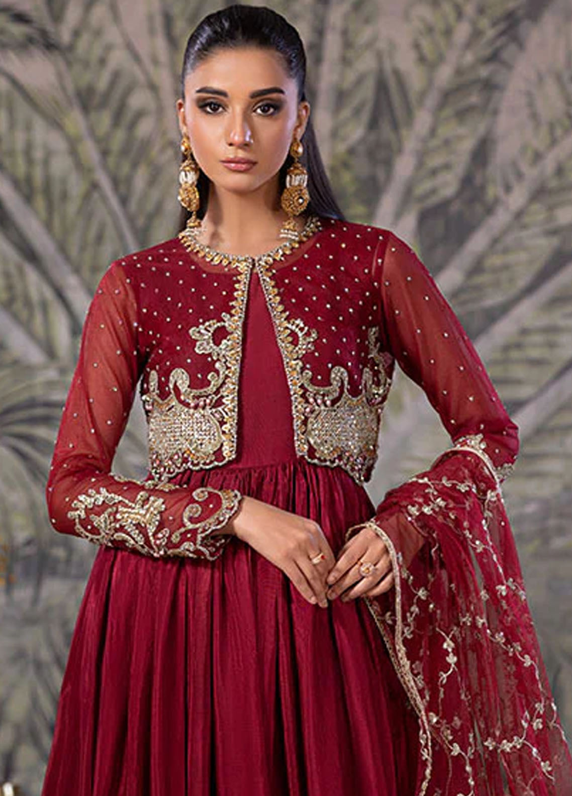 Amber Imran Pret Embroidered 3 Piece Suit Ruby royal