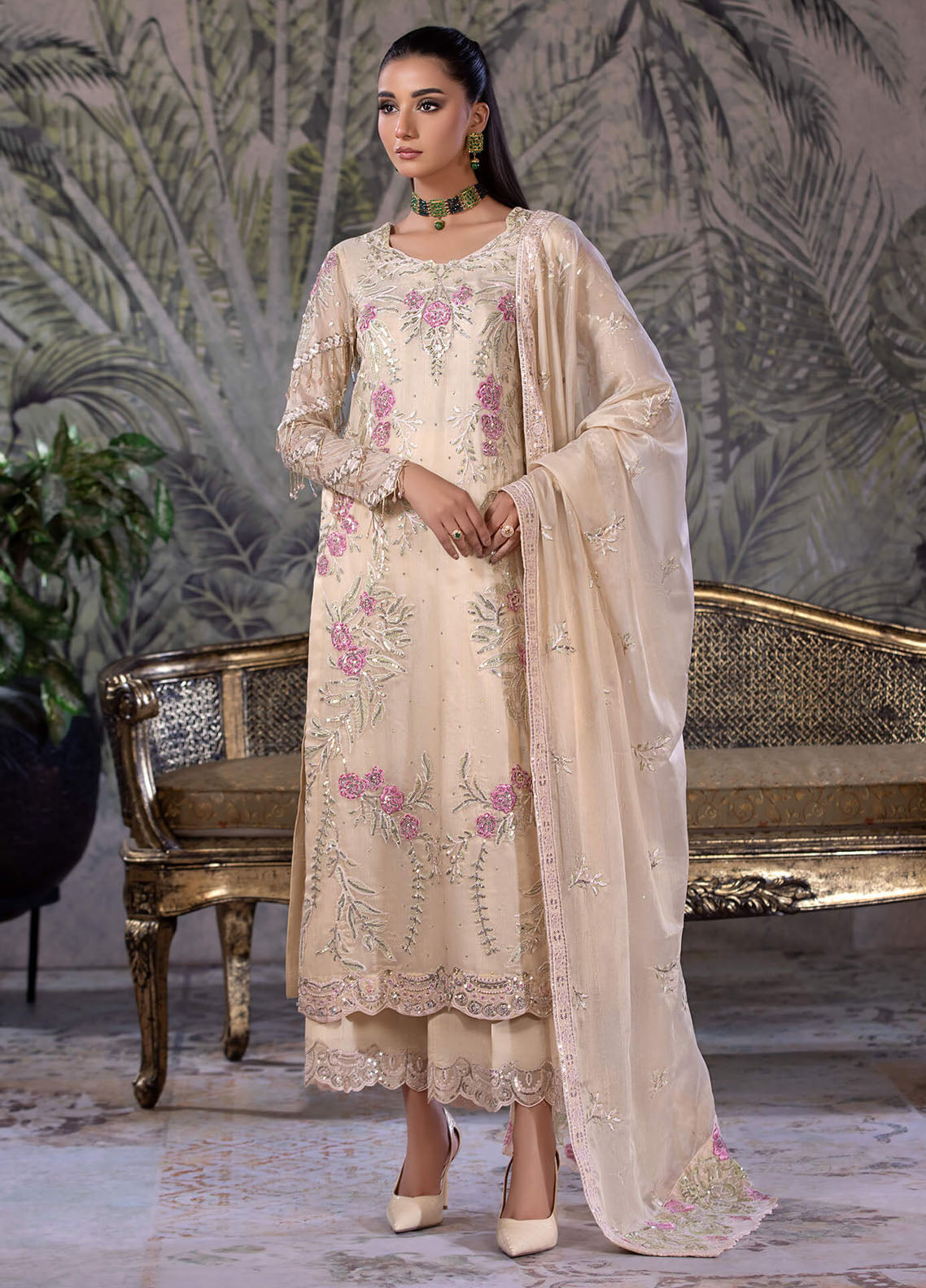 Amber Imran Pret Embroidered Net 3 Piece Suit Amber grow