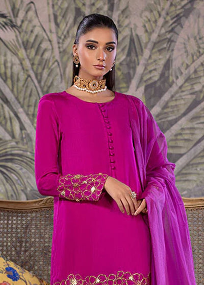 Amber Imran Pret Embroidered Raw Silk 3 Piece Suit Fuchia flair