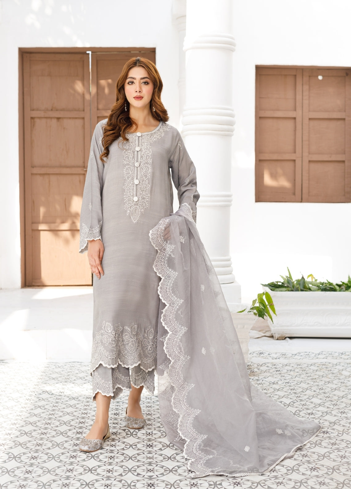 Anayra Amal Pret Embroidered Dull Silk 3 Piece Suit Abr