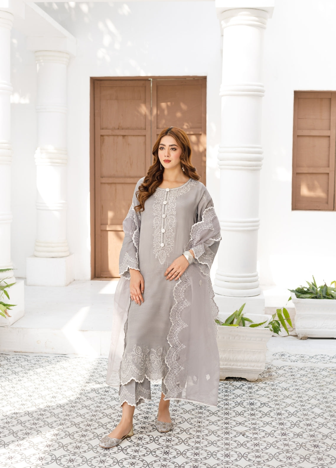 Anayra Amal Pret Embroidered Dull Silk 3 Piece Suit Abr