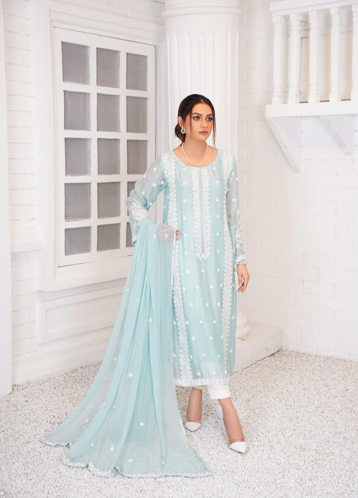 Anayra Amal Pret Embroidered Khaadi Net 3 Piece Suit Zeenat