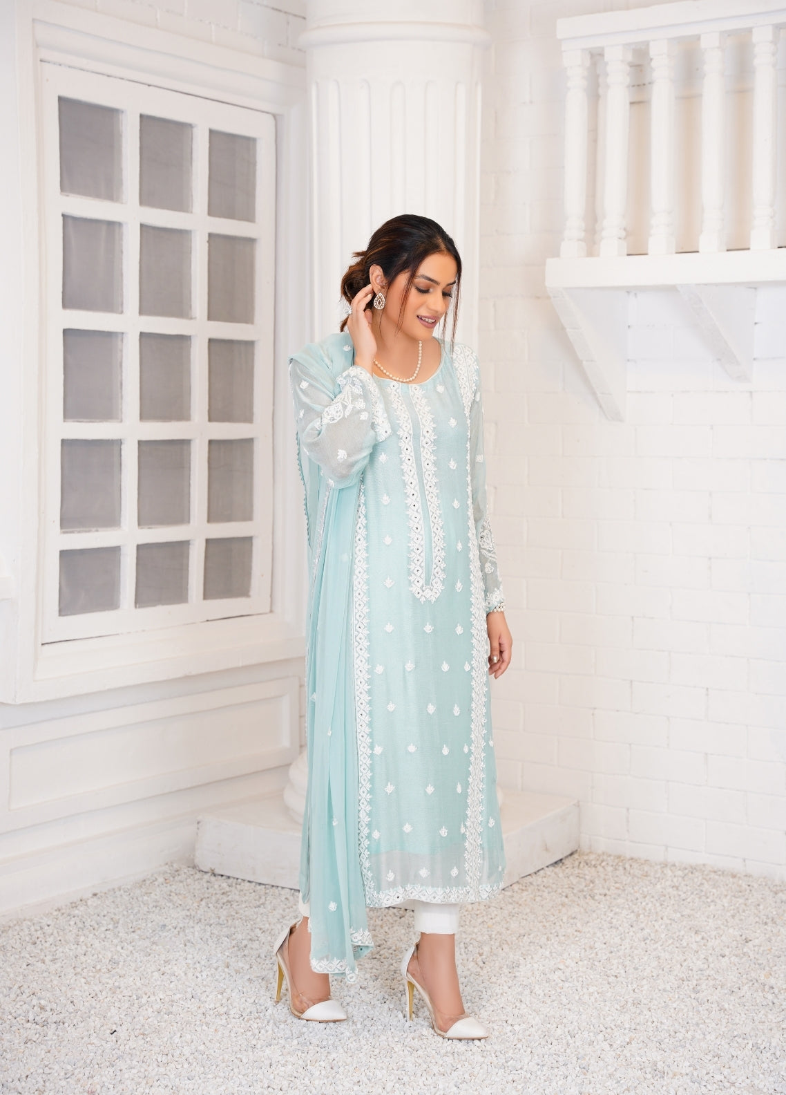 Anayra Amal Pret Embroidered Khaadi Net 3 Piece Suit Zeenat