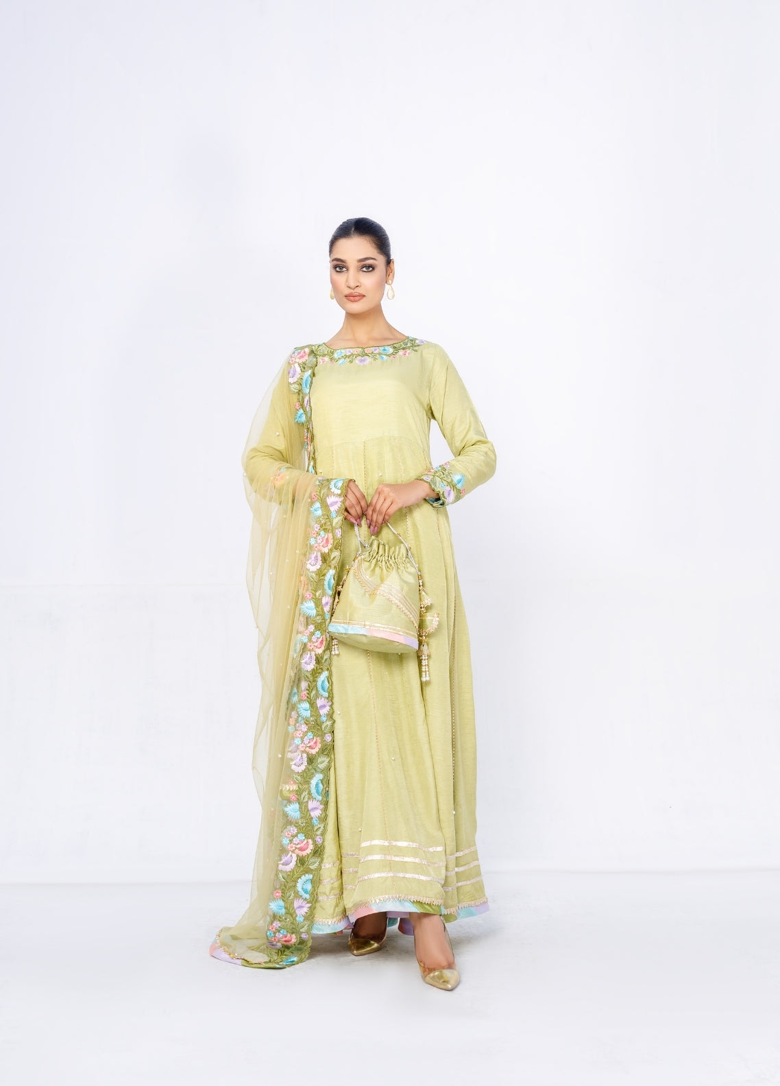 Anayra Amal Pret Embroidered Korean Silk 3 Piece Suit Vasl