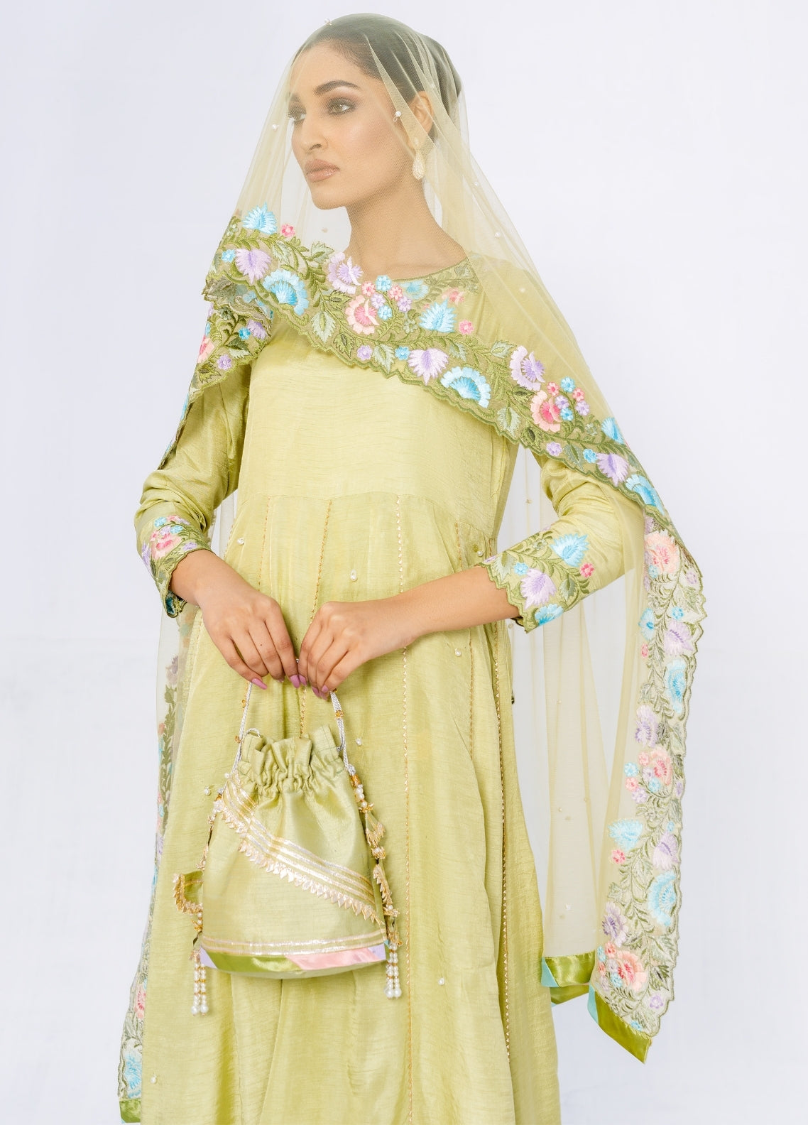 Anayra Amal Pret Embroidered Korean Silk 3 Piece Suit Vasl