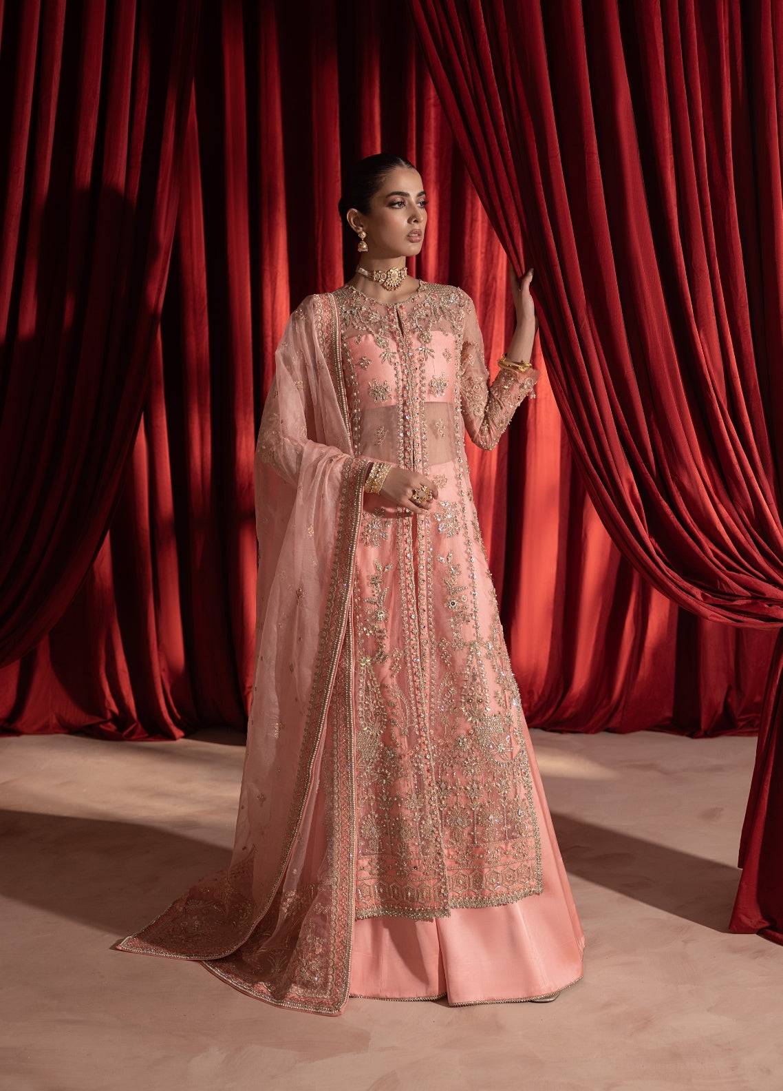 Anayra Amal Pret Embroidered Organza 3 Piece Suit Gulaab