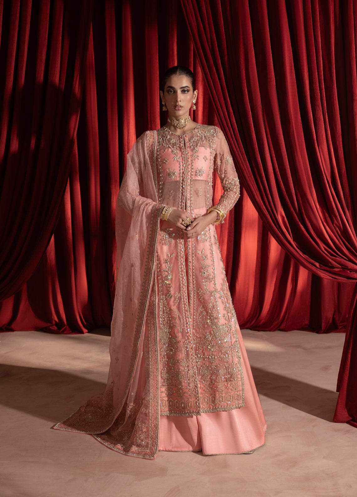 Anayra Amal Pret Embroidered Organza 3 Piece Suit Gulaab