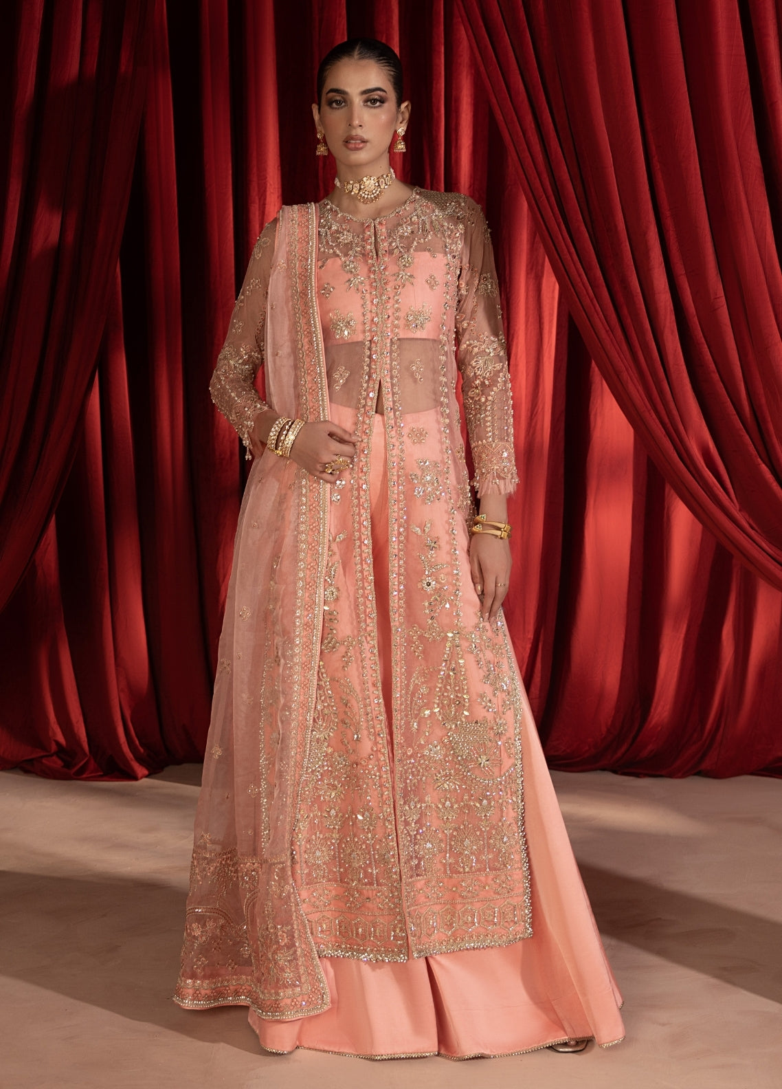 Anayra Amal Pret Embroidered Organza 3 Piece Suit Gulaab