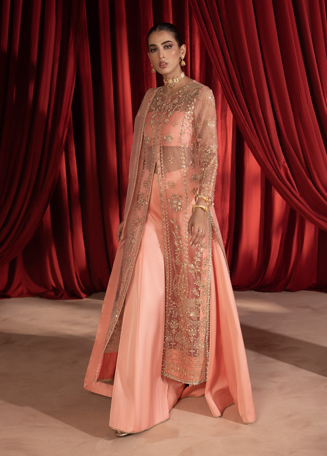 Anayra Amal Pret Embroidered Organza 3 Piece Suit Gulaab