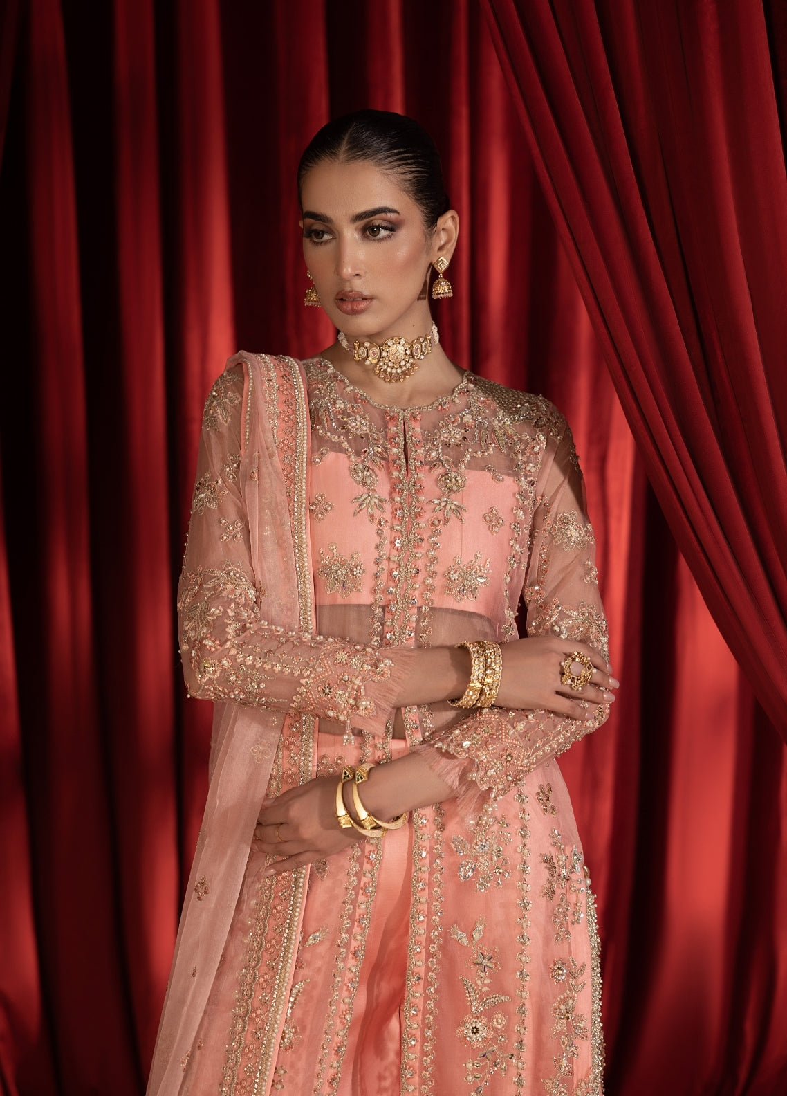 Anayra Amal Pret Embroidered Organza 3 Piece Suit Gulaab