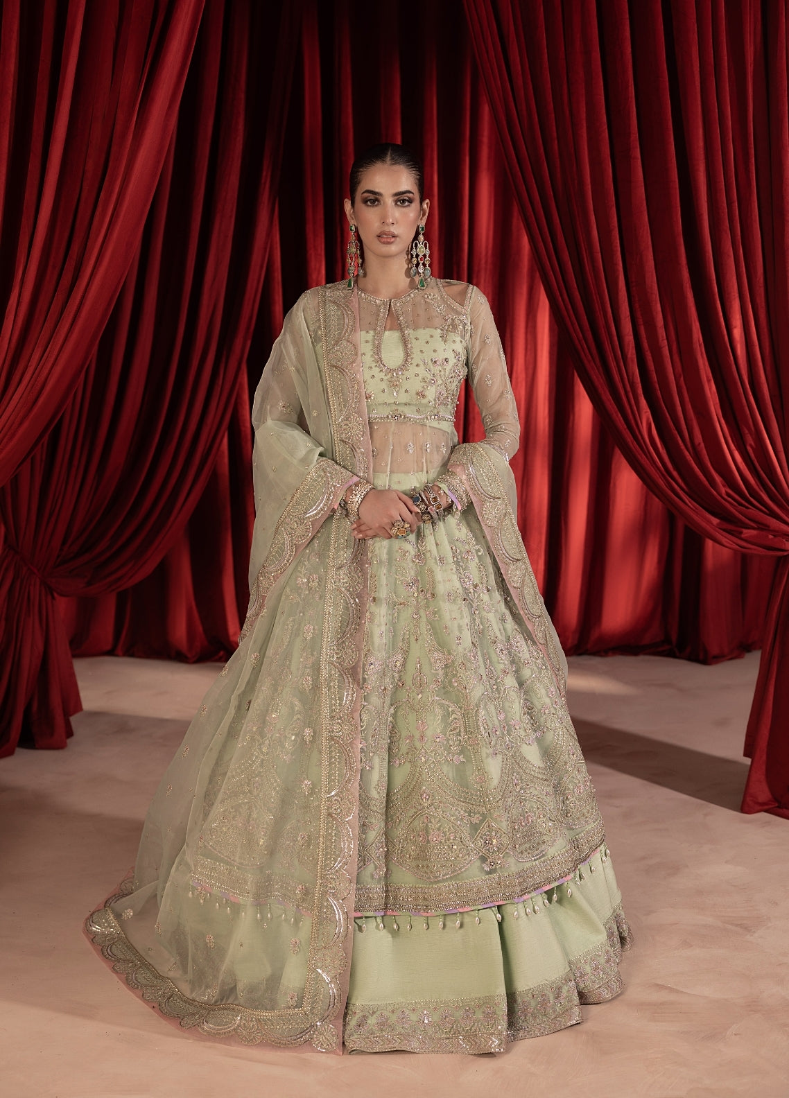 Anayra Amal Pret Embroidered Organza 3 Piece Suit Paalki