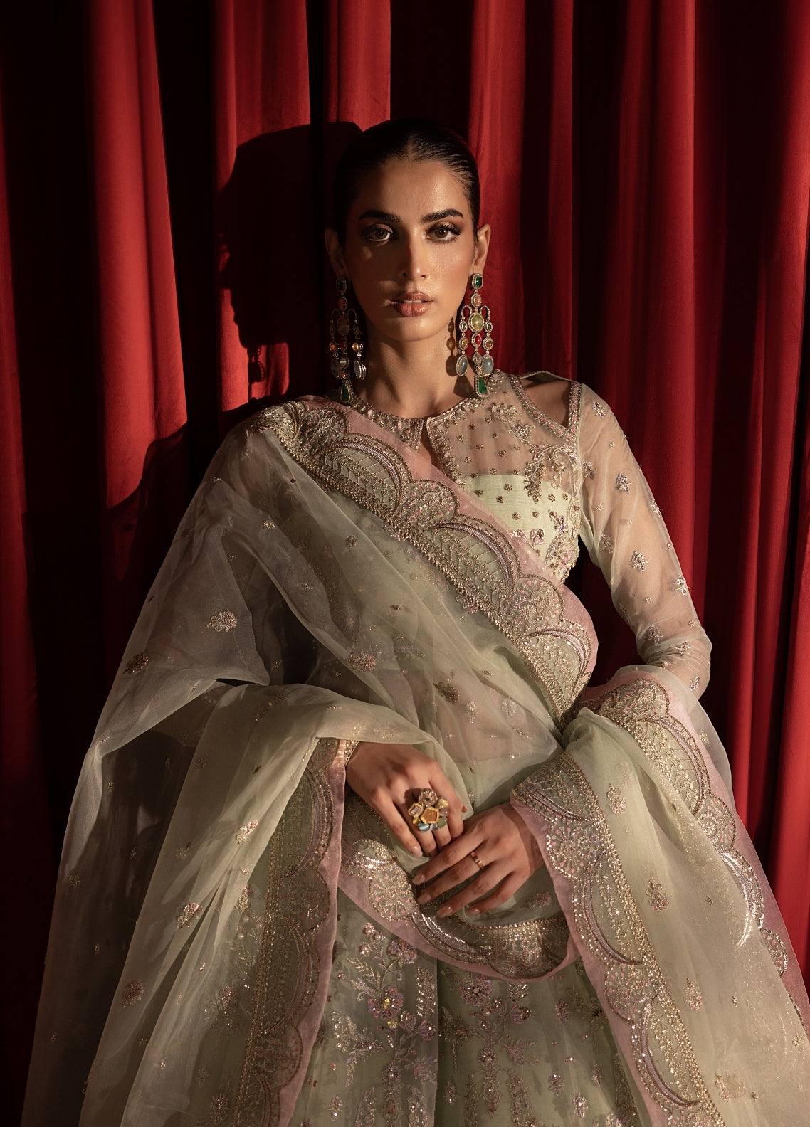 Anayra Amal Pret Embroidered Organza 3 Piece Suit Paalki