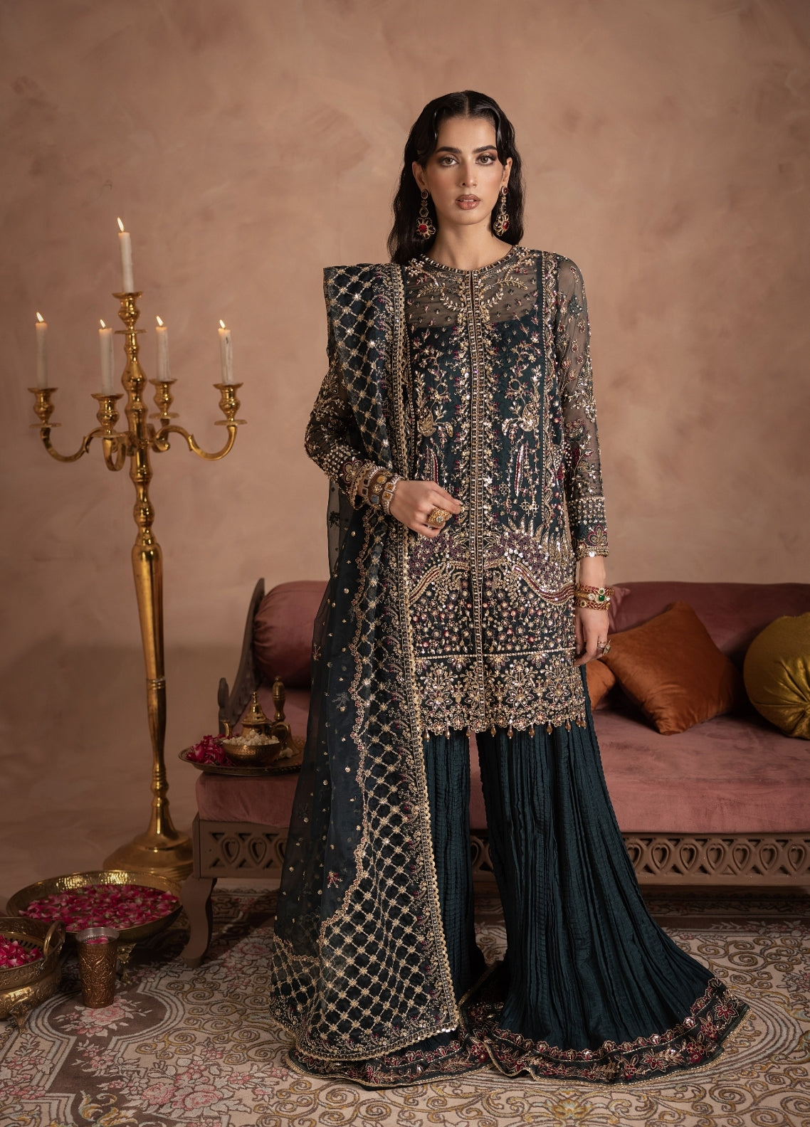 Anayra Amal Pret Embroidered Organza 3 Piece Suit Shehnai