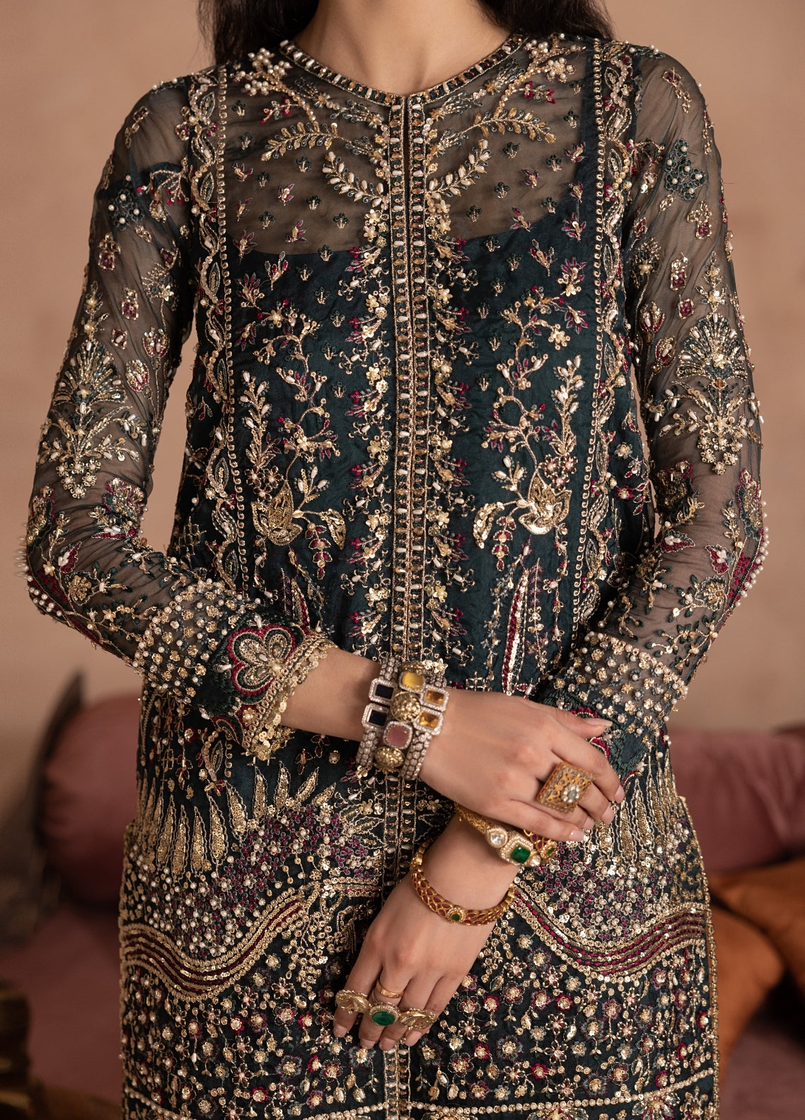 Anayra Amal Pret Embroidered Organza 3 Piece Suit Shehnai