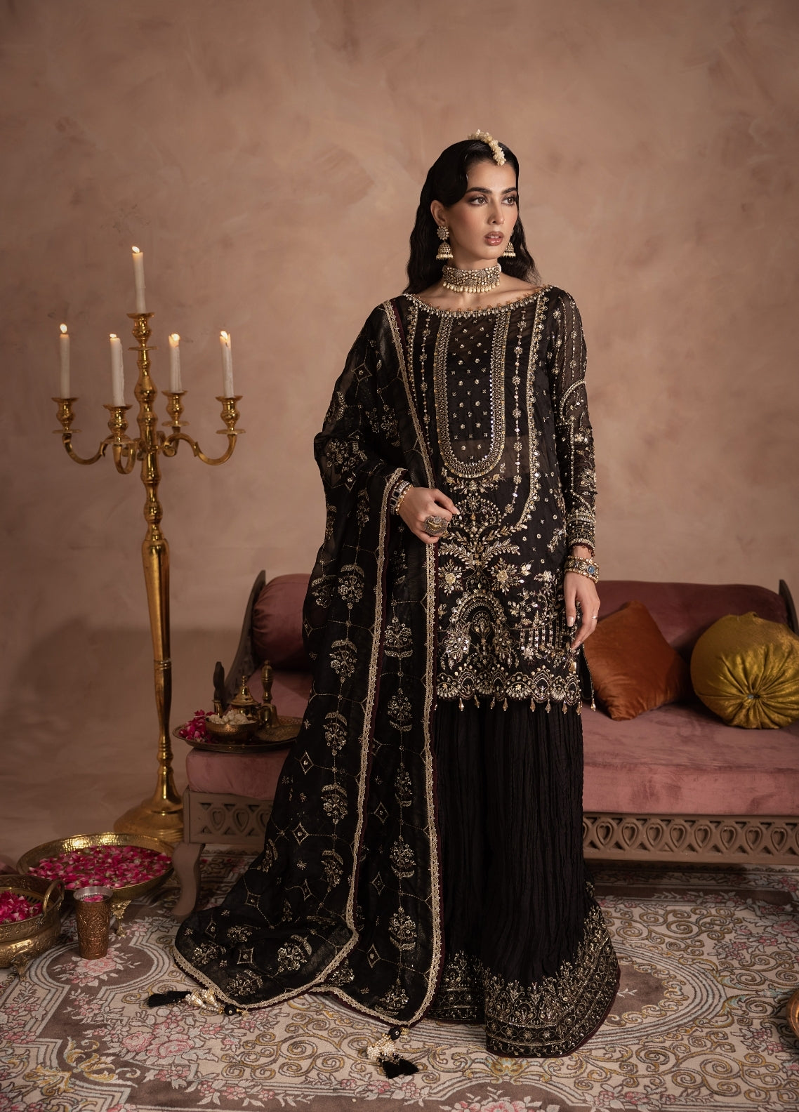 Anayra Amal Pret Embroidered Organza 3 Piece Suit Zahab