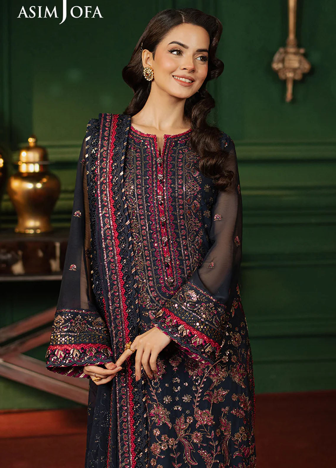 Asim Jofa Embroidered Chiffon Suits Unstitched 3 Piece AJPF-17