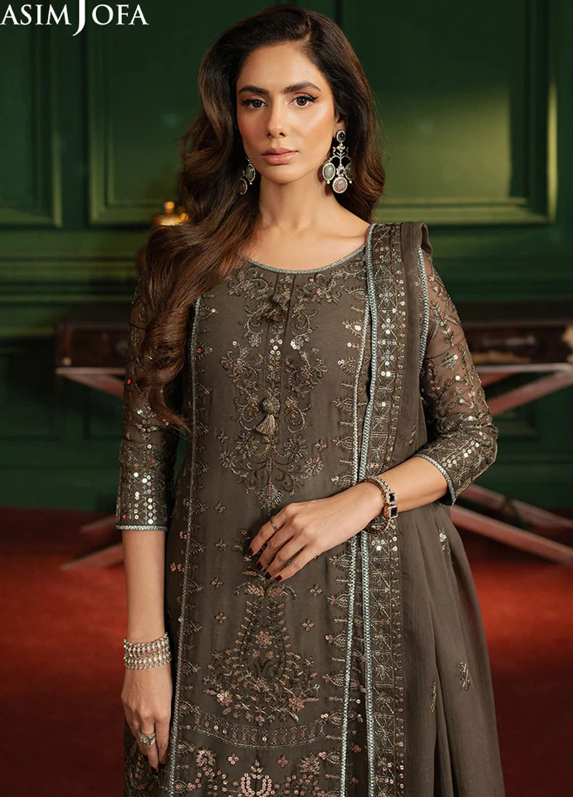 Asim Jofa Embroidered Chiffon Suits Unstitched 3 Piece AJPF-21