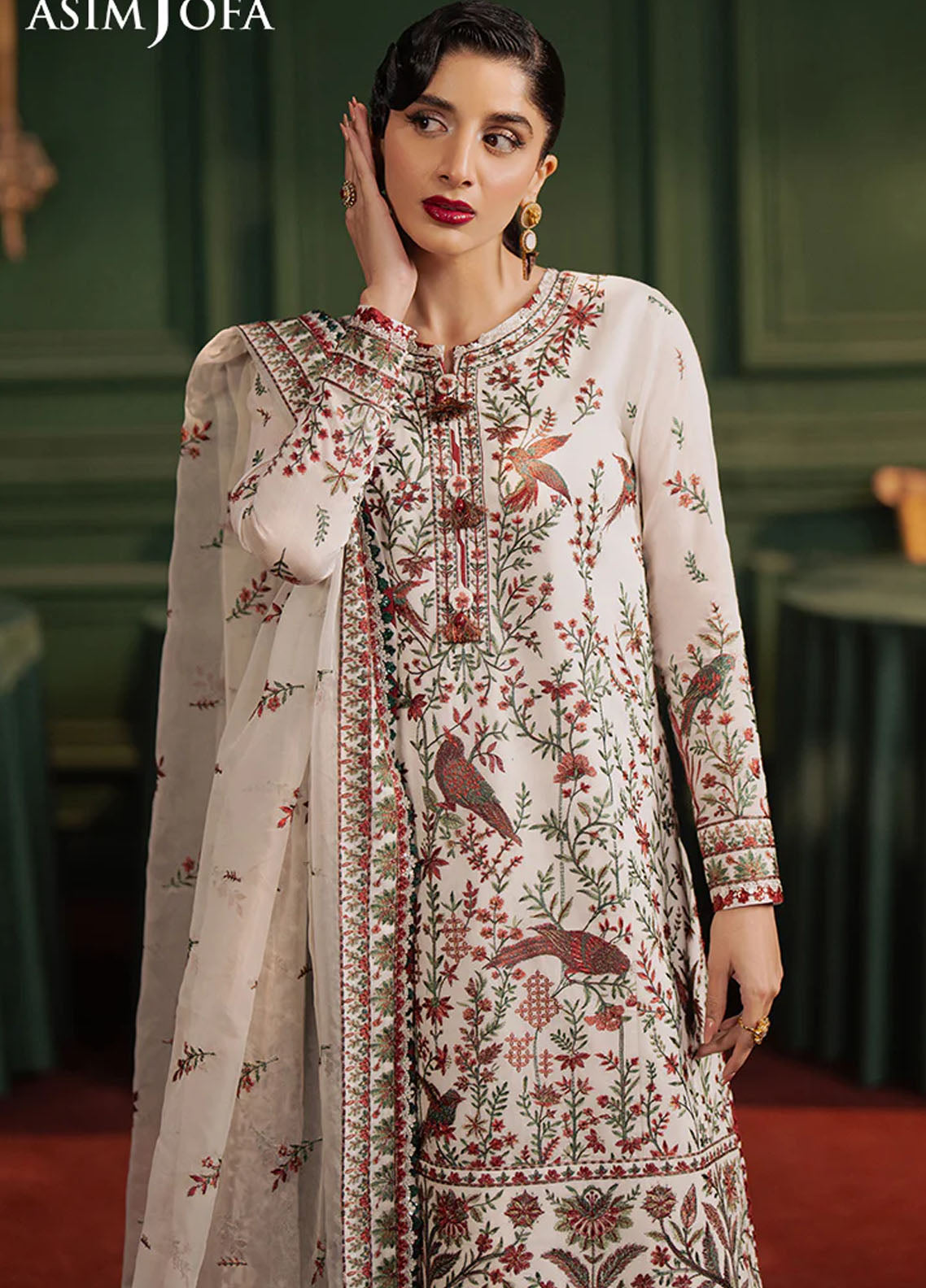 Asim Jofa Embroidered Cotton Net Suits Unstitched 3 Piece AJPF-30