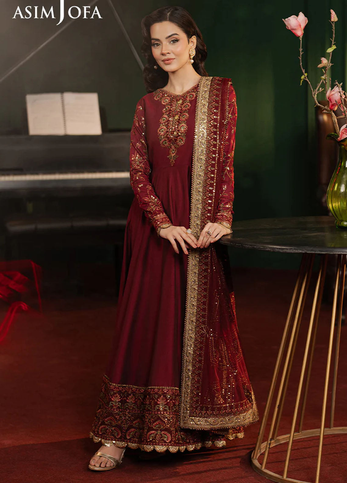 Asim Jofa Embroidered Cotton Silk Suits Unstitched 2 Piece AJPF-15