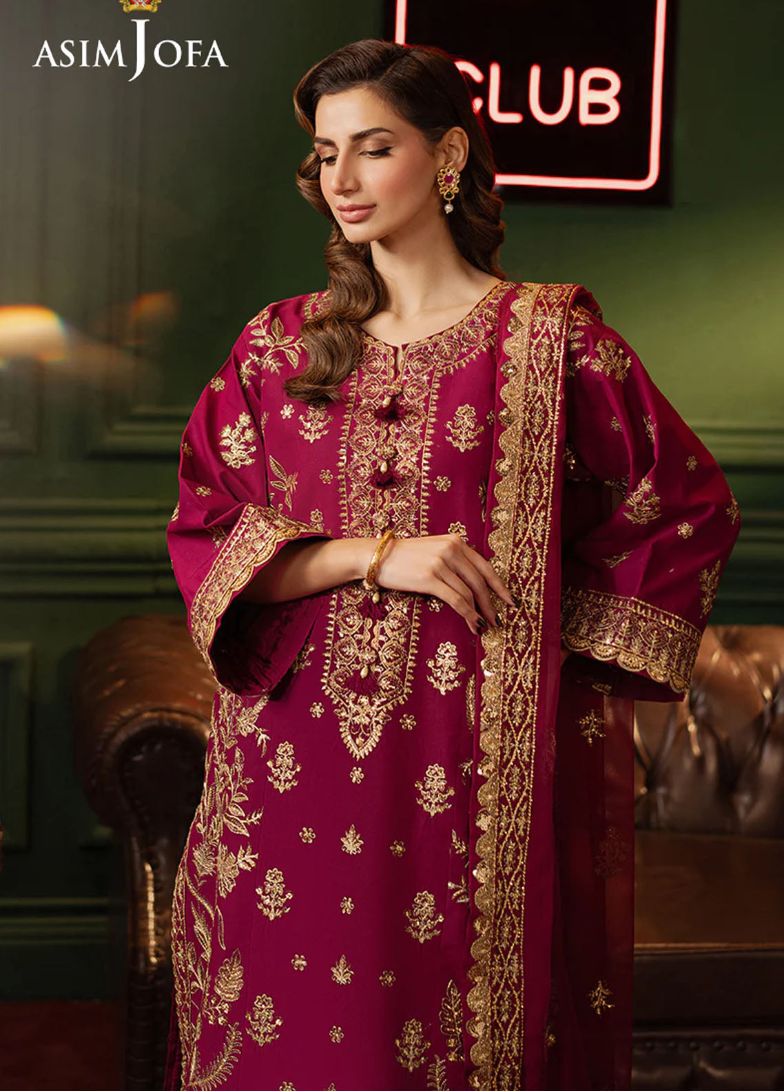 Asim Jofa Embroidered Lawn Silk Suits Unstitched 3 Piece AJPF-13