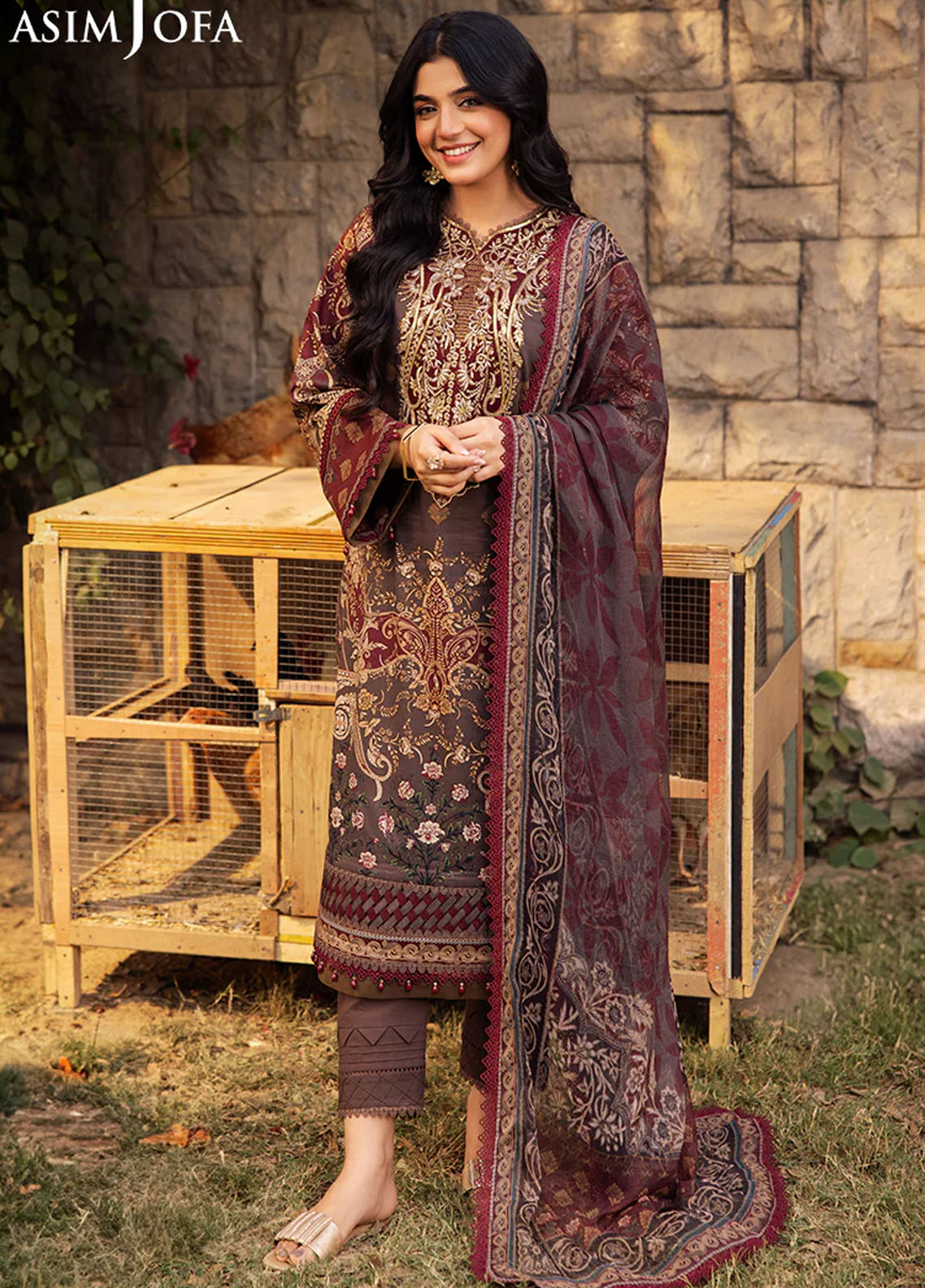 Asim Jofa Embroidered Lawn Suits Unstitched 3 Piece AJUBJ-01